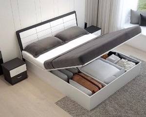 简约高箱白色储物床双人床